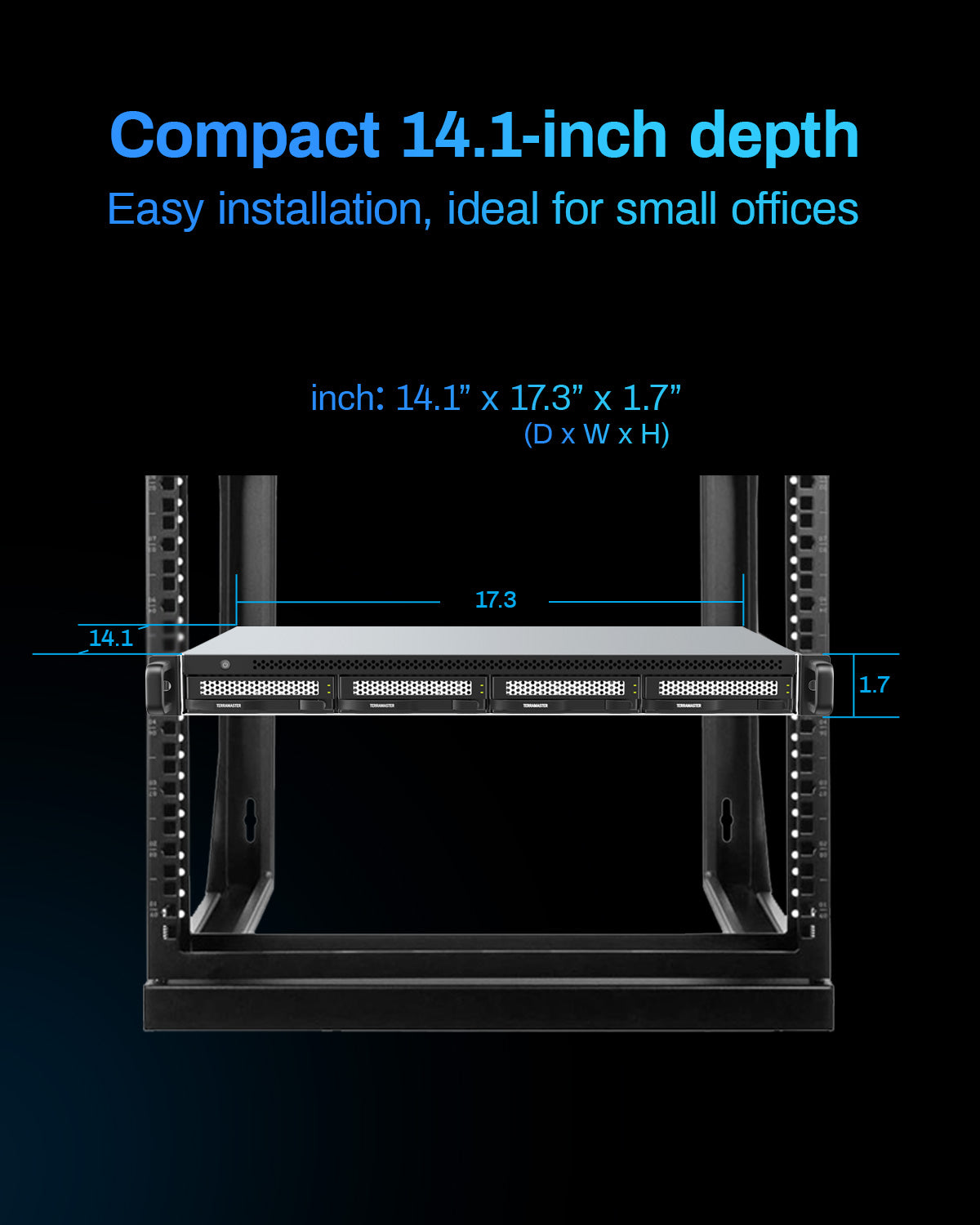 TERRAMASTER U4-500 NAS Storage - 4Bay Core i3 1215U Ultra-short 1U Rackmount NAS, 8GB DDR5 RAM, Dual 10GbE Ports, Network Attached Storage Peak Performance for Business (Diskless)