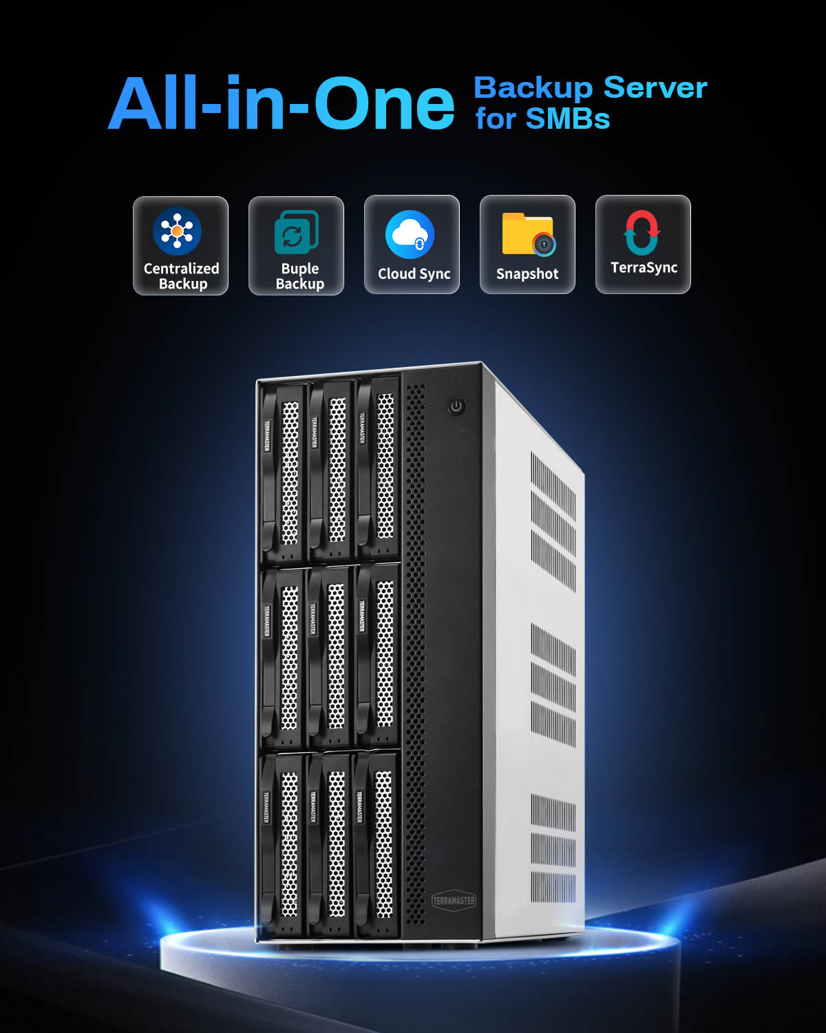 TERRAMASTER T9-500 Pro NAS Storage - 9Bay Core i7 1255U 10-Cores 12-Threads CPU, 16GB DDR5 RAM, Dual 10GbE Ports, Network Attached Storage Peak Performance for Business (Diskless)