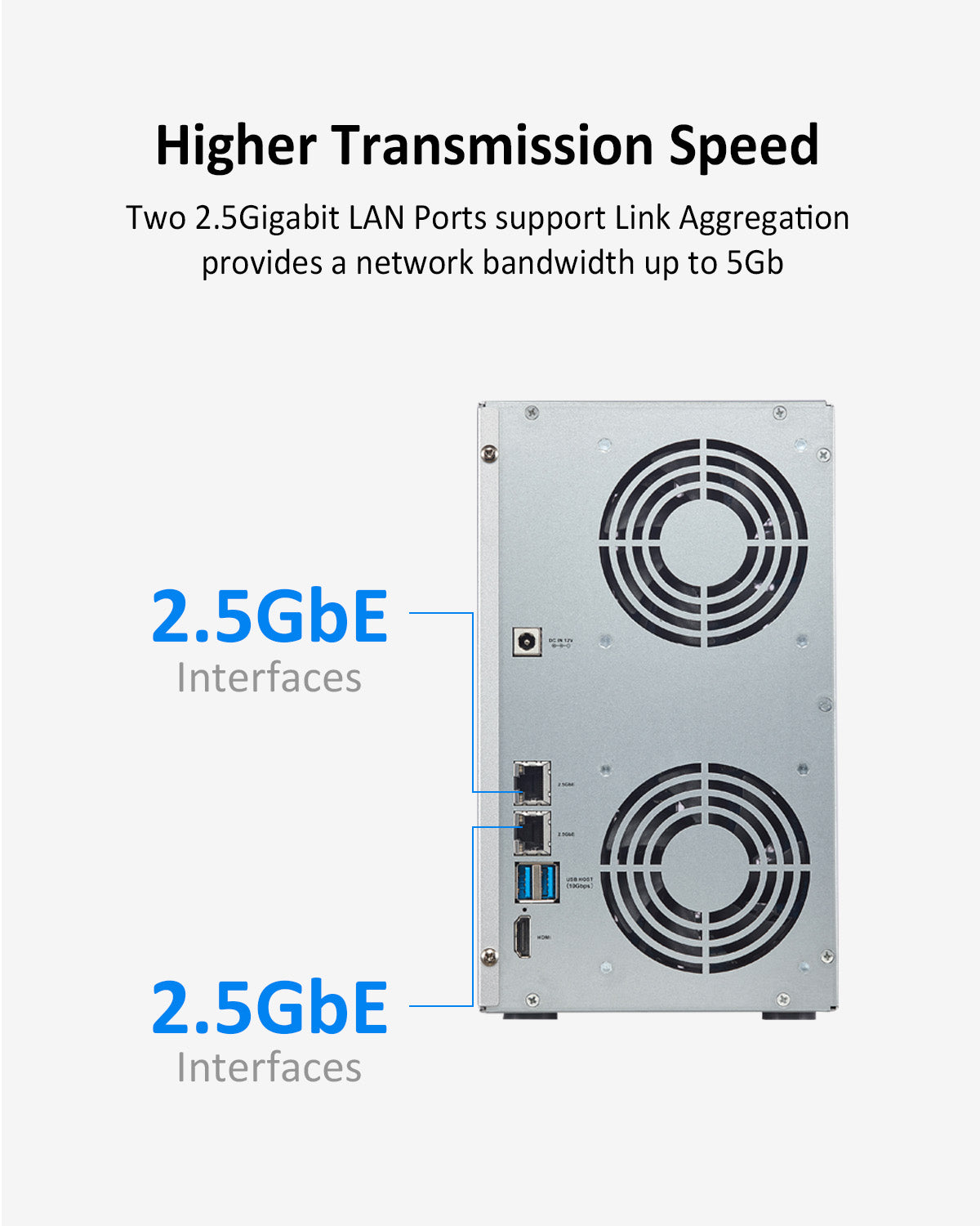 TERRAMASTER T6-423 6 Bay NAS Storage - High Performance 2.5GbE NAS for SMB with Intel Quad-core CPU 4GB DDR4 Memory, 2.5GbE Port x 2, Network Storage Server, Diskless
