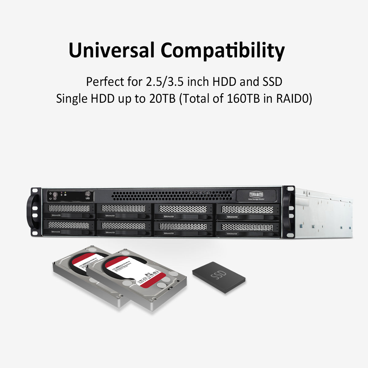 TERRAMASTER U8-423 2.5GbE NAS Rackmount 2U 8-Bay High Performance for SMB with Intel Quad-core CPU, 4GB DDR4, 2.5GbE Port x 2, Network Storage Server (Diskless)