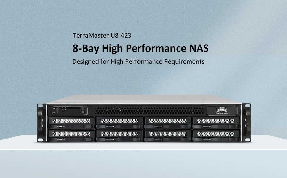 TERRAMASTER U8-423 2.5GbE NAS Rackmount 2U 8-Bay High Performance for SMB with Intel Quad-core CPU, 4GB DDR4, 2.5GbE Port x 2, Network Storage Server (Diskless)