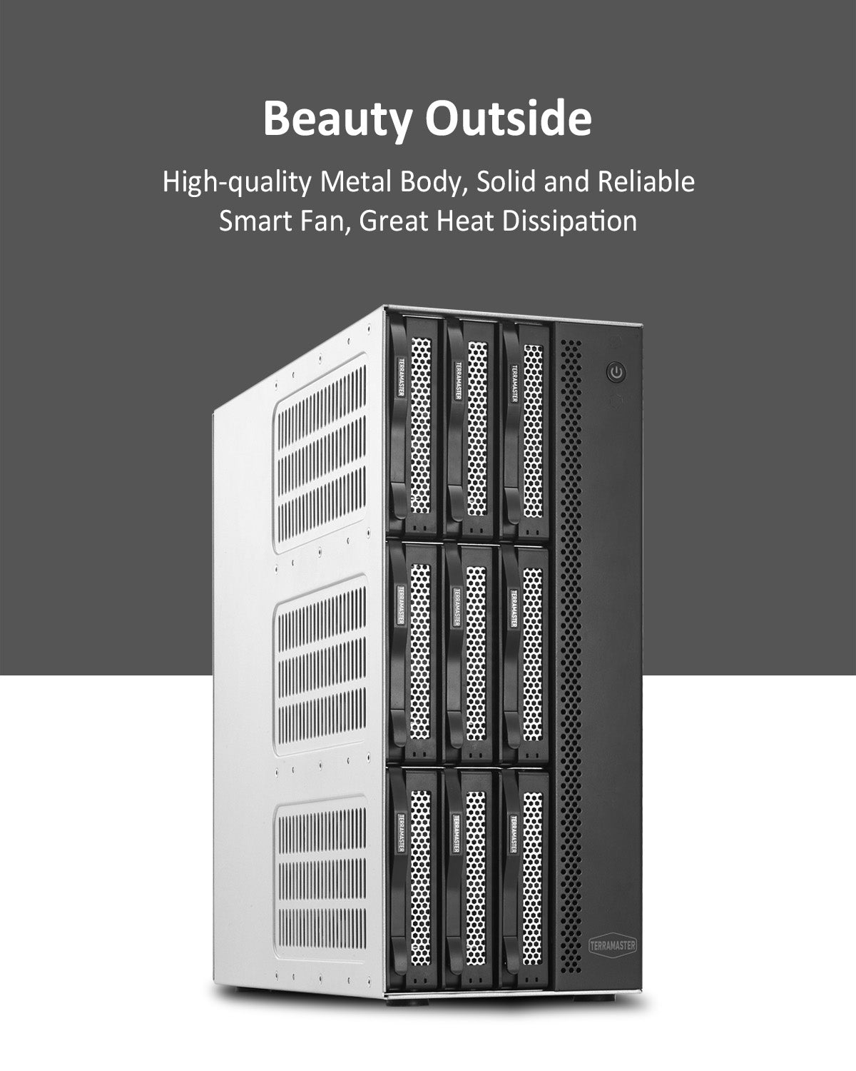 TERRAMASTER T9-450 9Bay 10Gb NAS Storage - High Speed Network Attached Storage with Intel Quad-core CPU, 8GB DDR4, Dual SFP+ 10GbE Interfaces, Dual 2.5GbE Ports, NAS Server (Diskless)