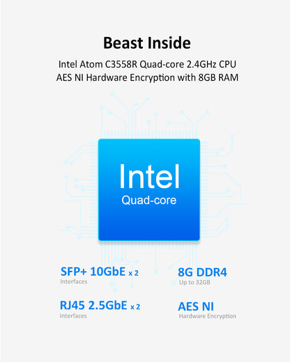 TERRAMASTER T9-450 9ベイ 10Gb NASストレージ - IntelクアッドコアCPU、8GB DDR4、デュアルSFP+ 10GbEインターフェース、デュアル2.5GbEポート、NASサーバー（ディスクレス）を搭載した高速ネットワーク接続ストレージ