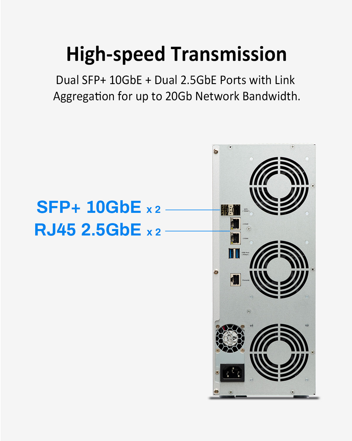 TERRAMASTER T9-450 9Bay 10Gb NAS Storage - High Speed Network Attached Storage with Intel Quad-core CPU, 8GB DDR4, Dual SFP+ 10GbE Interfaces, Dual 2.5GbE Ports, NAS Server (Diskless)