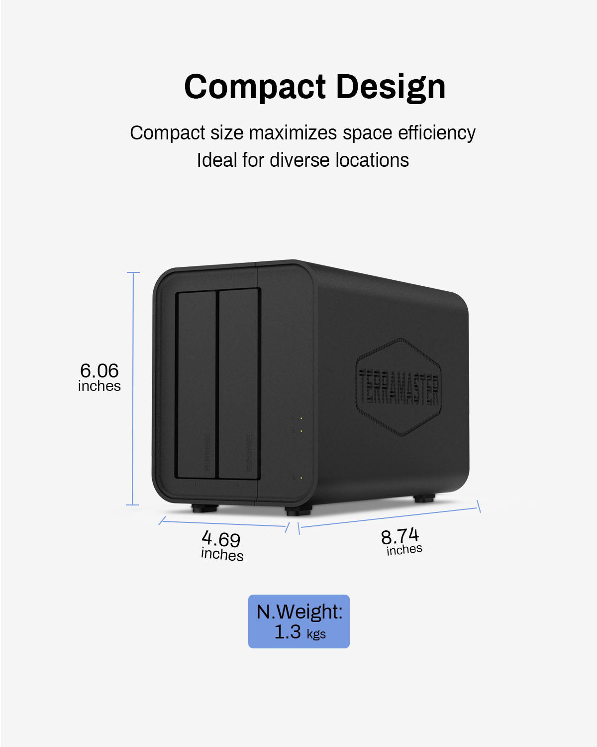 TERRAMASTER D2-320 USB RAID Enclosure – USB 3.2 Gen 2 10Gbps Type C 2Bay RAID Storage Supports RAID 0, 1, Single, JBOD (Diskless)