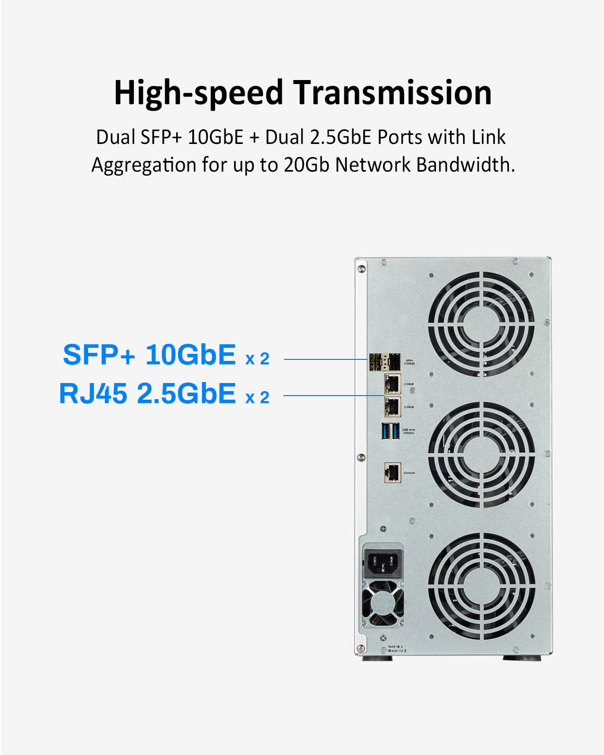 TERRAMASTER T12-450 12Bay 10Gb NAS Storage - Intel Quad-core CPU, 8GB DDR4, Dual SFP+ 10GbE Interfaces, Dual 2.5GbE Ports, NAS Server (Diskless)