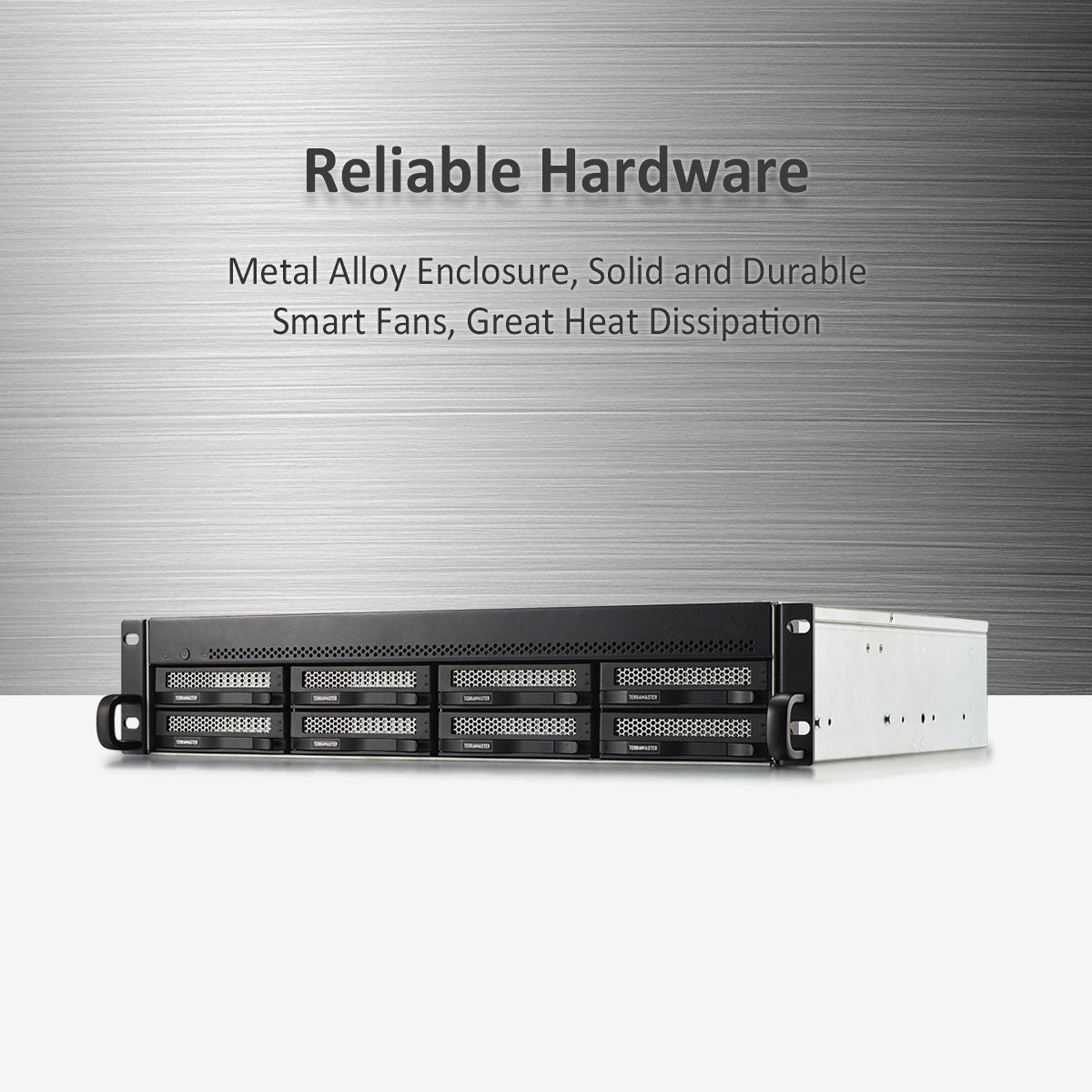 TERRAMASTER U8-450 8-bay Short Depth Rackmount NAS – Intel Quad-core CPU, 8GB DDR4, Dual SFP+ 10GbE Ports , Dual 2.5GbE Ports (Diskless)