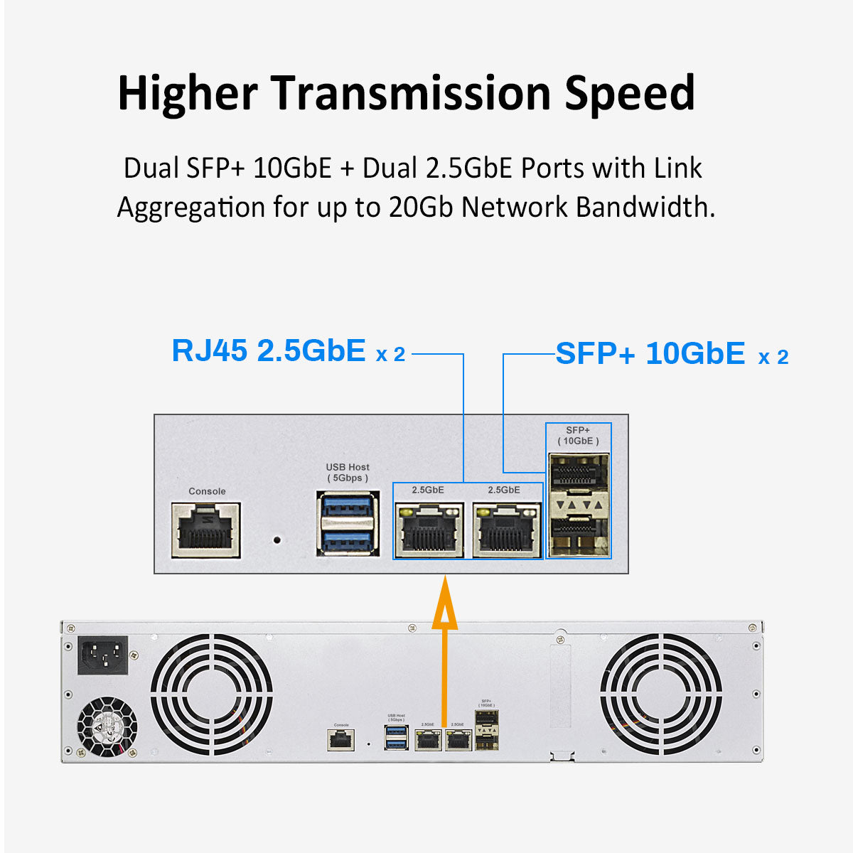 TERRAMASTER U8-450 8-bay Short Depth Rackmount NAS – Intel Quad-core CPU, 8GB DDR4, Dual SFP+ 10GbE Ports , Dual 2.5GbE Ports (Diskless)