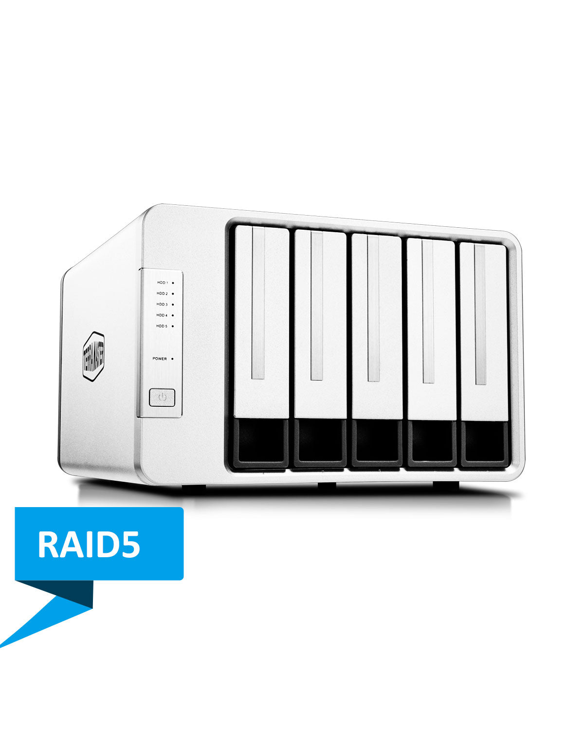 TERRAMASTER D5-300 USB3.1 (Gen1) Type C 5-Bay External Hard Drive Enclosure Support RAID 0, RAID 1, RAID 5, RAID 10, Clone, JBOD, Single Disk Hard Disk RAID Storage (Diskless).