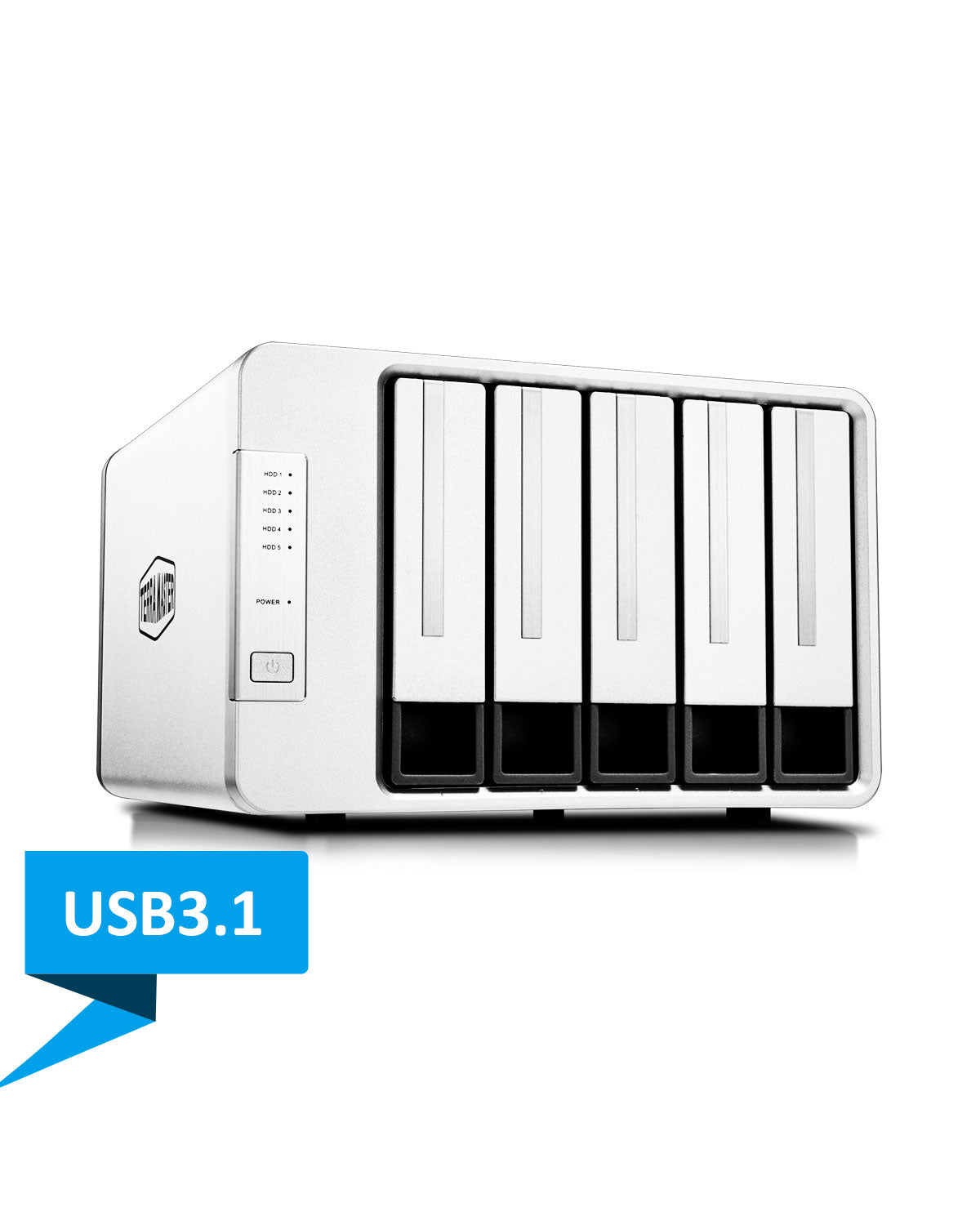 TERRAMASTER D5-300C USB3.1 (Gen1) Type C 5-Bay RAID Enclosure Support RAID 0/1/Single Exclusive 2+3 RAID Mode Hard Drive RAID Storage (Diskless).