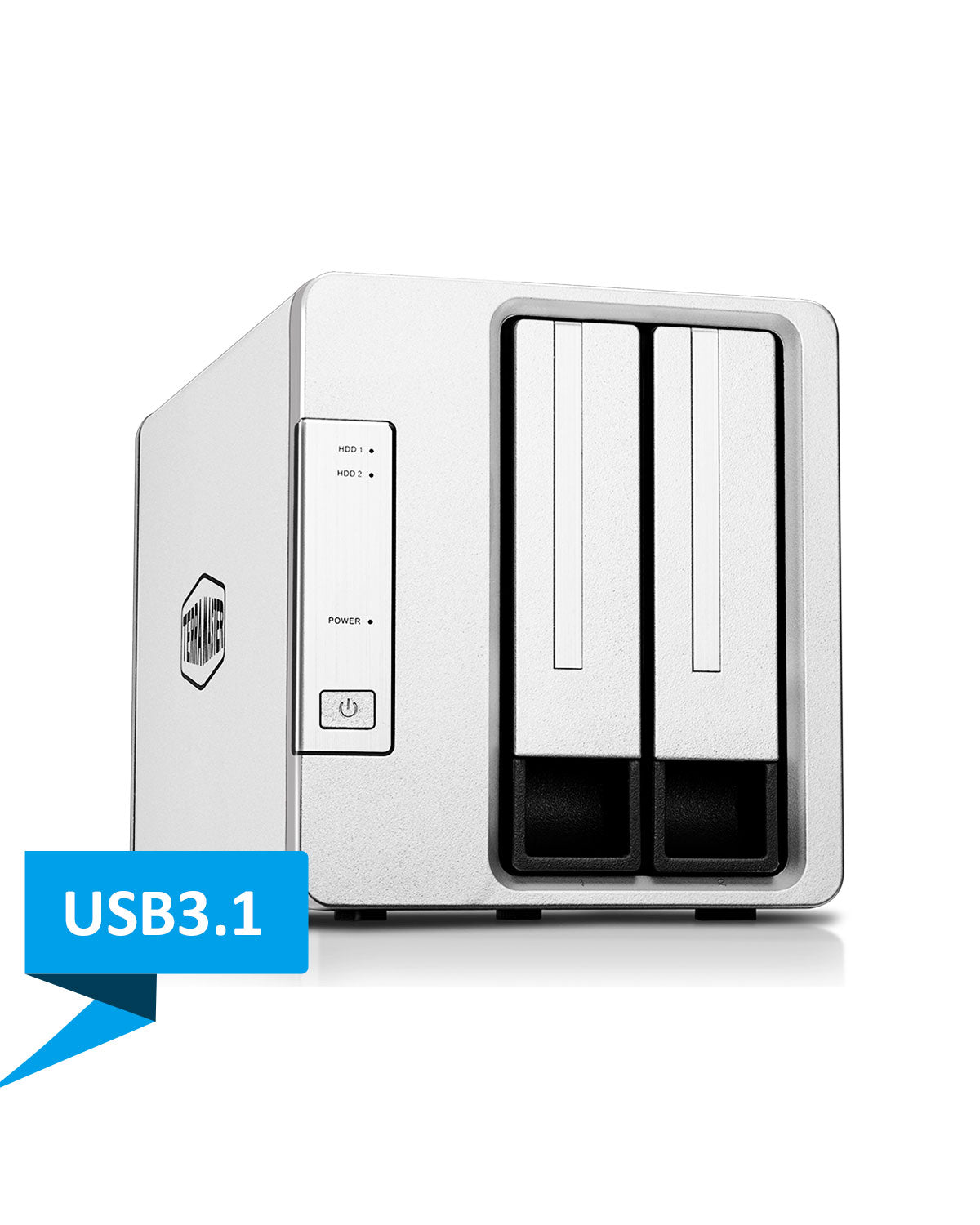 TERRAMASTER D2-310 USB Type C External Hard Drive RAID Enclosure USB3.1 (Gen1) 2-Bay RAID Storage Support RAID 0/1/Single (Diskless).
