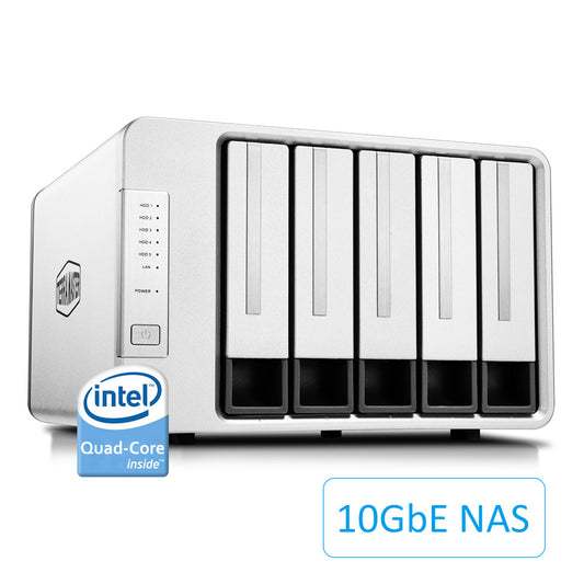 TERRAMASTER F5-422 10GbE NAS 5-Bay Network Storage Server Intel Quad-core CPU with Hardware Encryption (Diskless).