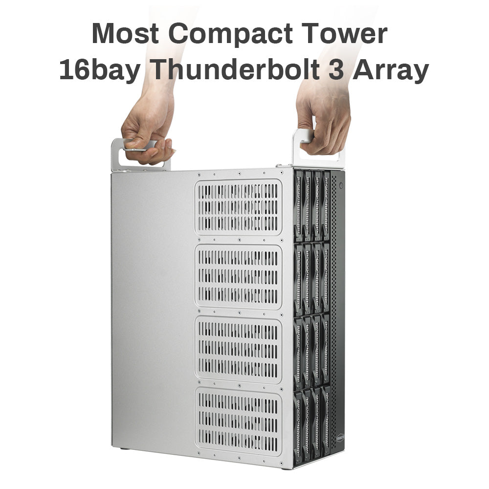 TERRAMASTER D16 Thunderbolt 3 (D16-331) Most Compact Professional-Grade 16-Bay Tower Thunderbolt3 Hardware RAID Enclosure Support RAID 0/1/5/6/10/50 External Hard Drive RAID Storage (Diskless)