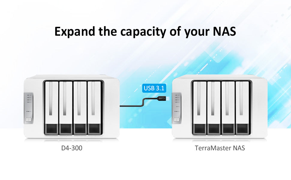TERRAMASTER D4-300 USB 3.1(Gen1) Type-C Storage External Hard Drive Enclosure Hot Swappable (Diskless).