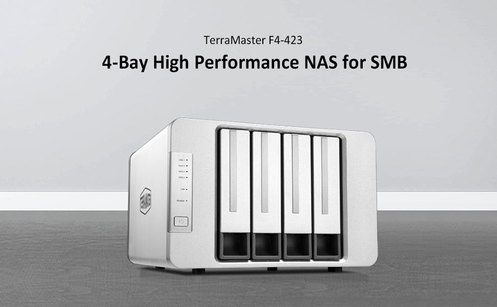 TERRAMASTER F4-423 4-Bay 2.5GbE NAS for SMB with Intel Quad-core CPU, 4GB DDR4, 2.5GbE Port x 2, Network Storage Server (Diskless)