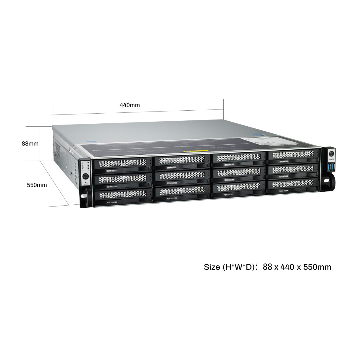 TERRAMASTER U12-423 12-Bay Rackmount NAS with Intel Quad-core CPU, 4GB DDR4, 2.5GbE Port x 2, Network Storage Server (Diskless)